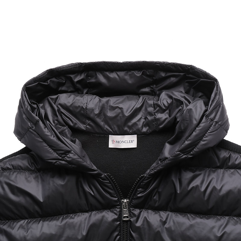 盟可睐/蒙口 moncler 男士衬垫半羽绒开衫鹅绒连帽拉链夹克上衣外套 i