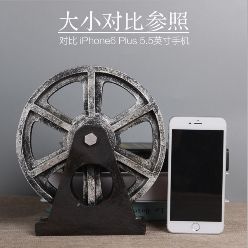 美式复古工业风创意树脂齿轮摆件 酒吧家居客厅书房桌面装饰摆设