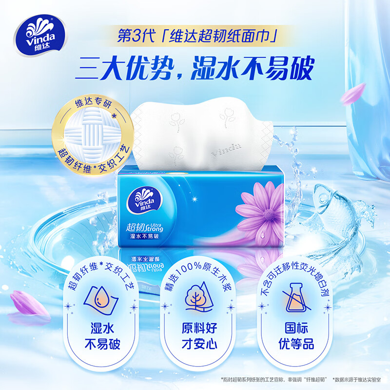 维达超韧软抽3层S码130抽×24包 1箱装V2239-B高清大图