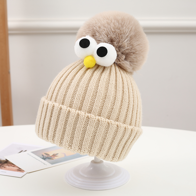 秋冬季可爱宝宝毛线套头男童女童婴儿幼儿韩版超萌眼睛帽子潮帽子童