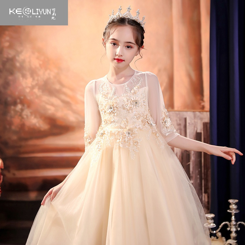 可莉允公主裙女童礼服花童婚礼小女孩婚纱裙子主持人钢琴演奏儿童演出