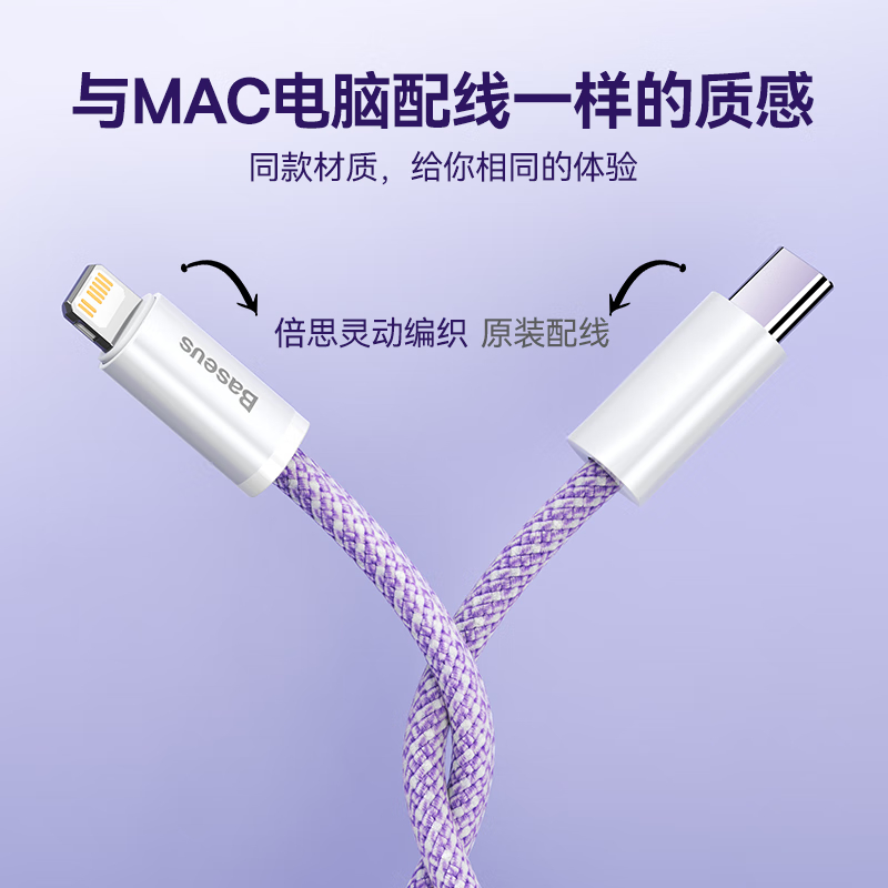 倍思 苹果快充数据线Type-C 编织PD27W/20W通用iPhone14/13/12Promax/XR/11Pro手高清大图