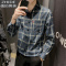 SUNTEK格子衬衫男长袖韩版潮流休闲衣服男士上衣男装衬衣外套男潮牌春季衬衫