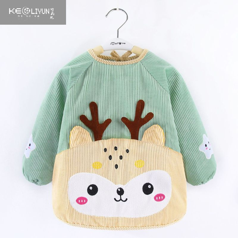 可莉允新款男宝宝吃饭罩衣围兜女童防水防脏婴儿饭兜儿童围裙反穿衣