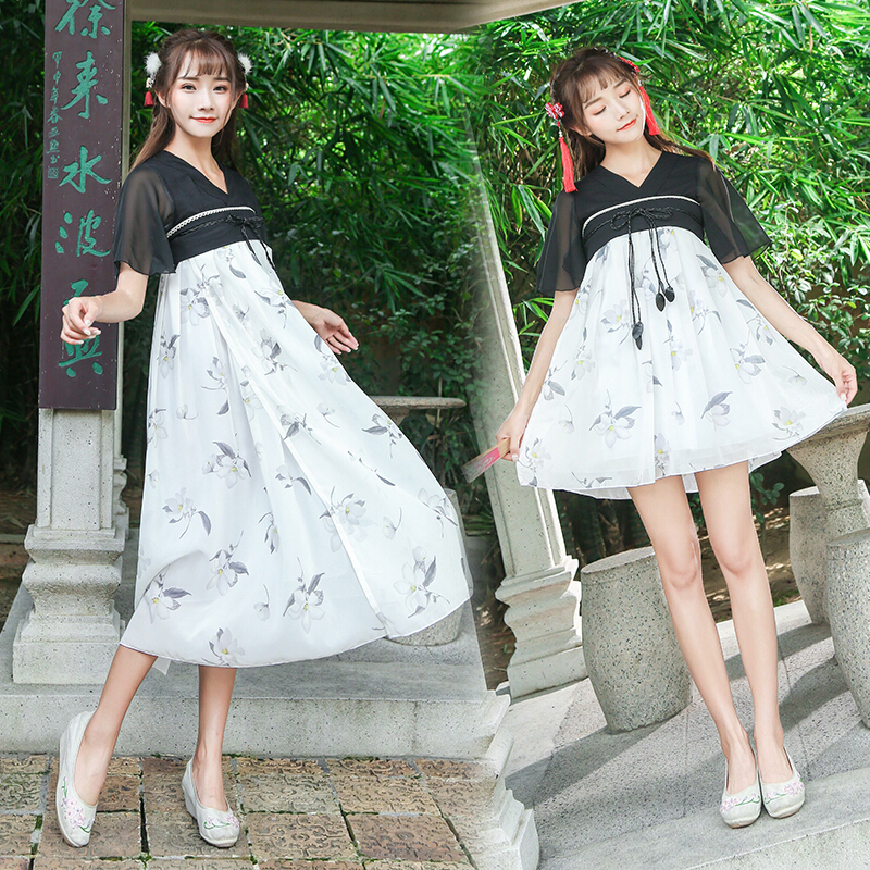 古装汉服民族风女装学生班服连衣裙毕业照改良齐胸襦裙元素套装lm