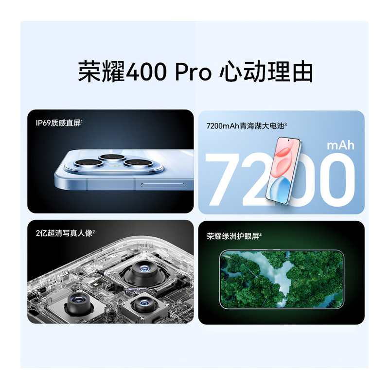 荣耀400 Pro 16GB+512GB 幻夜黑 2亿超清写真人像 7200mAh青海湖大电池 5G手机高清大图