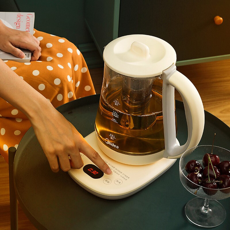 美的(midea)养生壶煮茶器煮茶壶电水壶烧水壶花茶壶电热水壶 迷你玻璃