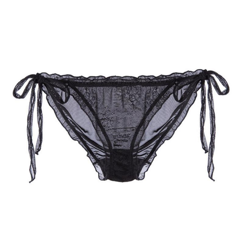 黑色 m 80-120斤 透明蕾丝情趣内裤女生激情内裤女性感迷人系绑带诱惑