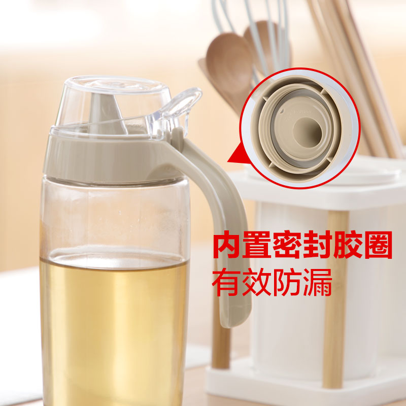 茶花玻璃油壶大容量塑料厨房家用小油罐油瓶酱油醋调料瓶高清大图