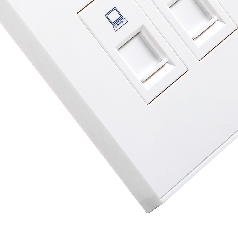 simon西蒙开关插座面板e6系列雅白色二位双电脑网络信息插座面板