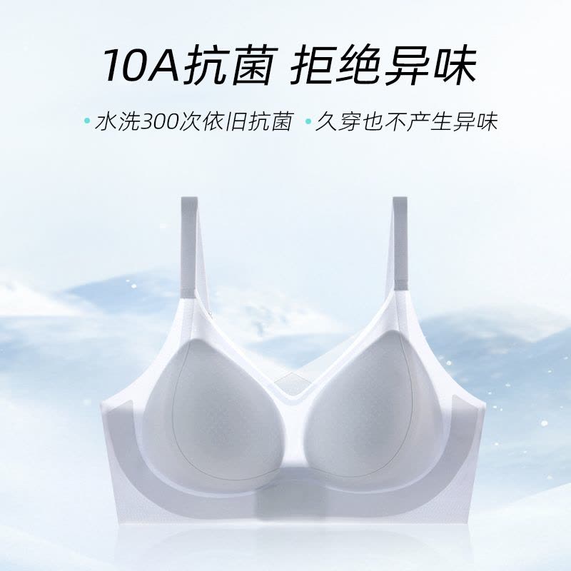 猫人凉感超薄内衣女士文胸10A抗菌提拉聚拢背心式无痕冰丝文胸罩图片