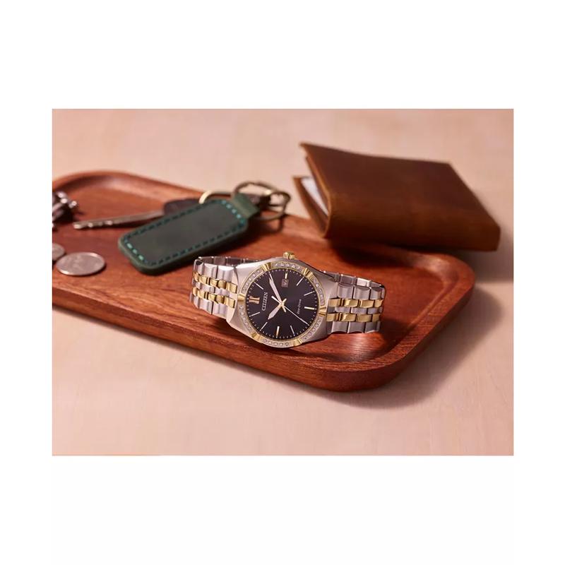 西铁城(CITIZEN)光动能男士腕表石英表40mm商务休闲防水防震不锈钢钻石男表高清大图