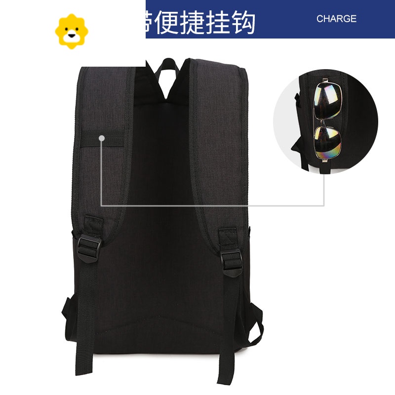 FENGHOU双肩包男士大容量电脑旅行背包夏黑色时尚潮流大高中初中学生书包高清大图