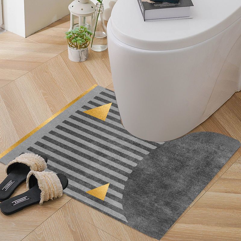 灰色几何 50x60 特价卫生间马桶周围地毯地垫u型几何防水浴室防滑垫