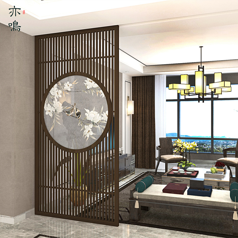 BONJEAN新中式实木屏风隔断墙客厅装饰玄关入户简约现公酒店禅意座屏高清大图