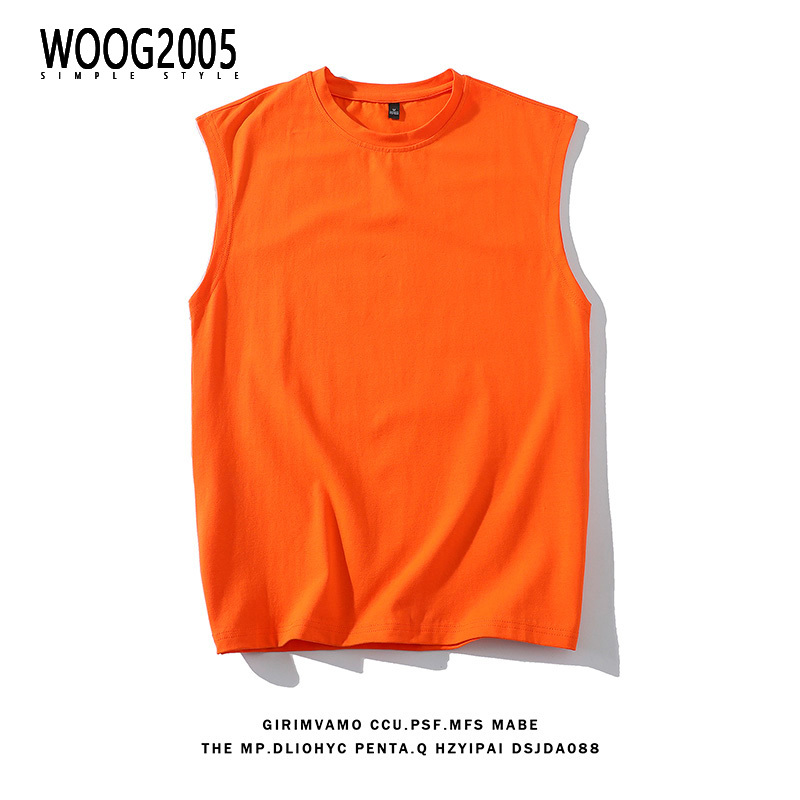 WOOG2005无袖T恤男士夏季背心外穿宽松百搭潮流体恤衫港风ins衣服