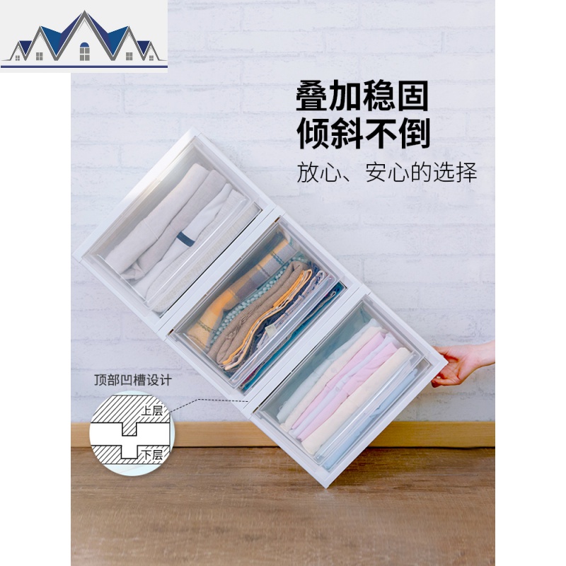 塑料桌面收纳柜透明抽屉式衣服储物盒整理箱衣柜爱丽丝 三维工匠高清大图