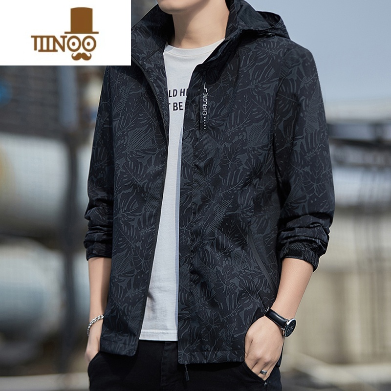 YANXU冲锋衣外套男2023新款潮牌休闲连帽夹克男士潮流痞帅气风衣高清大图