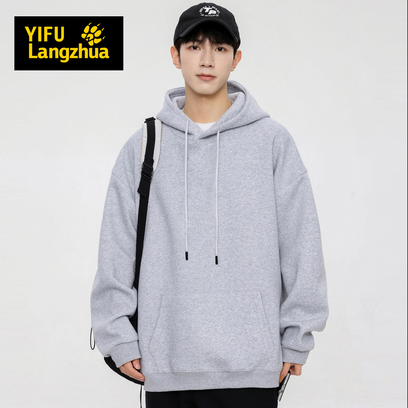 伊夫狼爪(YIFULANGZHUA)男士美式春秋季纯棉连帽卫衣情侣宽松上衣服潮牌