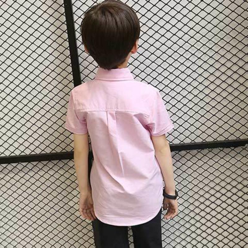 儿童短袖衬衫男童白衬衣童装夏季新款中大童宝宝立领表演活动上衣 小狗粉色(处理款) 150码(建议身高150cm)