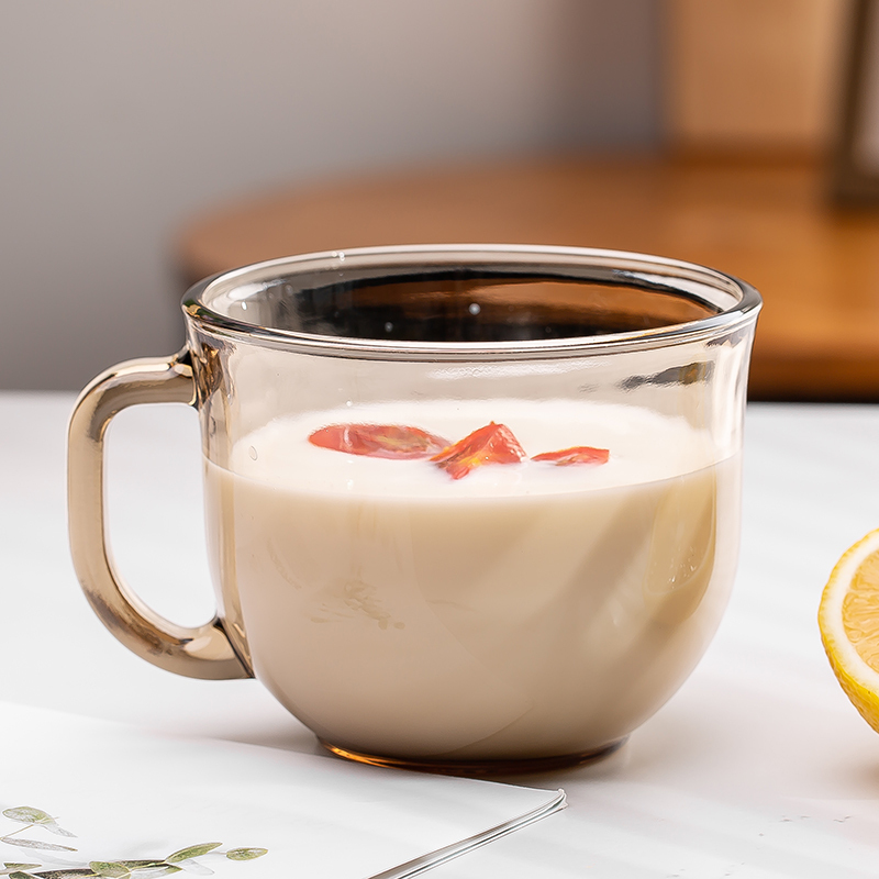 青苹果法式家用玻璃碗2只装双耳碗水果沙拉碗饭碗欧式汤碗泡面碗