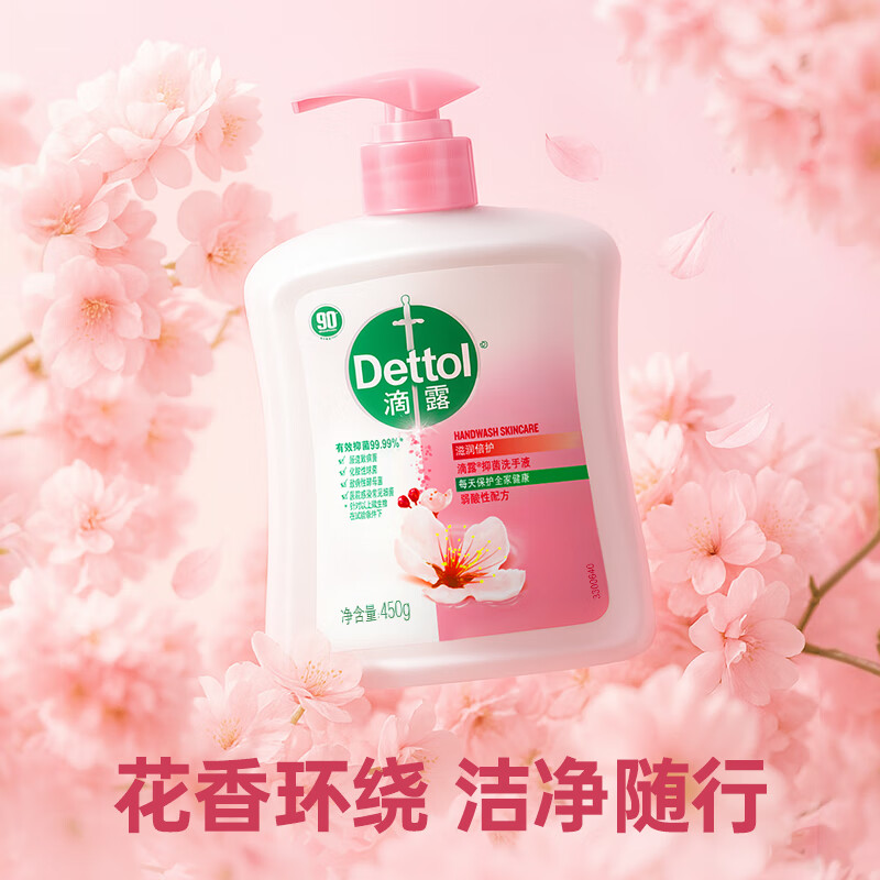 滴露洗手液 有效抑菌99.9% 儿童宝宝全家通用健康清洁洗手液 易冲洗 滋润倍护450g*2瓶高清大图