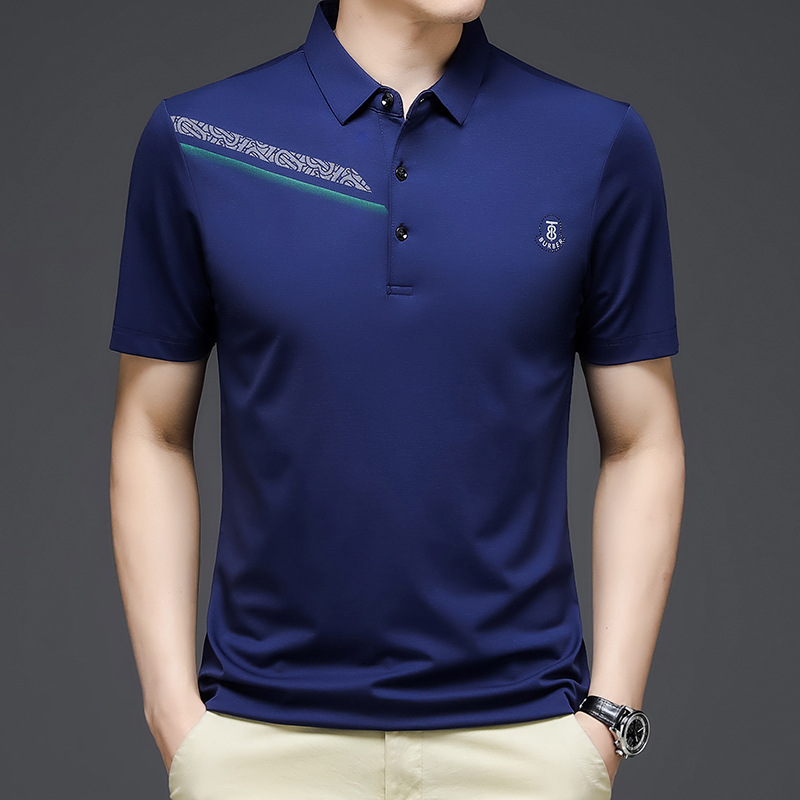 23夏季男士韩版修身polo衫 工作服可定新款简约薄款翻领短袖t恤男高清大图