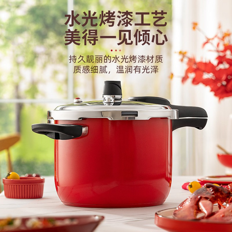 爱仕达高压锅燃气 304不锈钢压力锅电磁炉24cm 家用加厚安全六保险防爆不挑炉灶 YS24A7WG