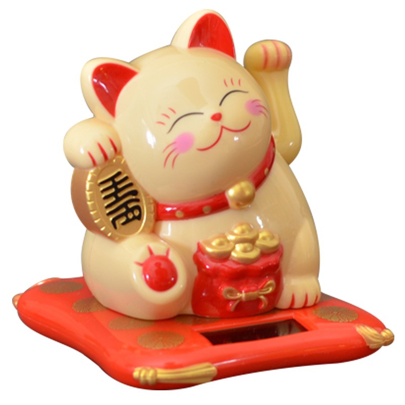 太阳能猫摇手摆件创意开业礼品车载光能自动招手小号汽车摆饰 三维工匠 [A款大号]电镀银猫高清大图
