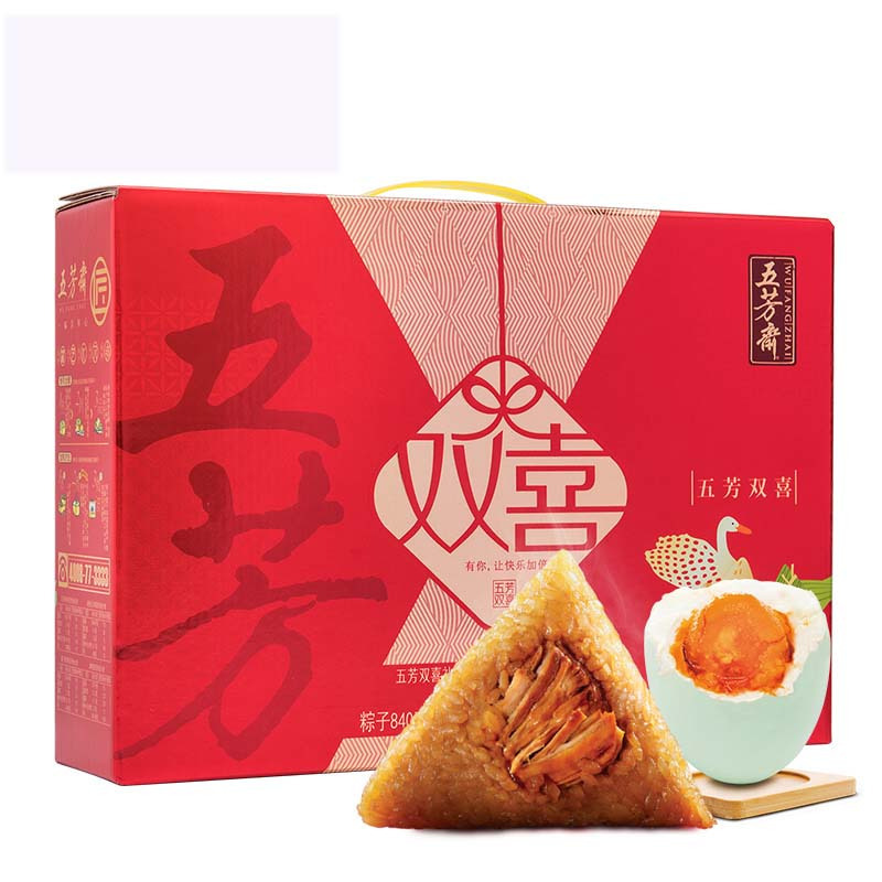 五芳浓情(1160克)五芳猪肉粽2只 润香豆沙粽2只 香糯蜜枣粽2只 原香赤豆粽2只真空咸鸭蛋6个