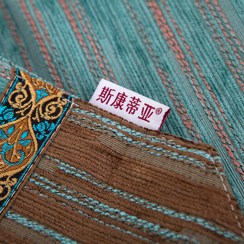 欧式餐桌桌旗茶几餐垫装饰布桌巾电视柜西餐桌棉麻隔热垫碗垫鞋柜 桌旗浅咖拼咖黄尖 套餐一桌旗四餐桌垫(桌旗尺寸请留言)高清大图