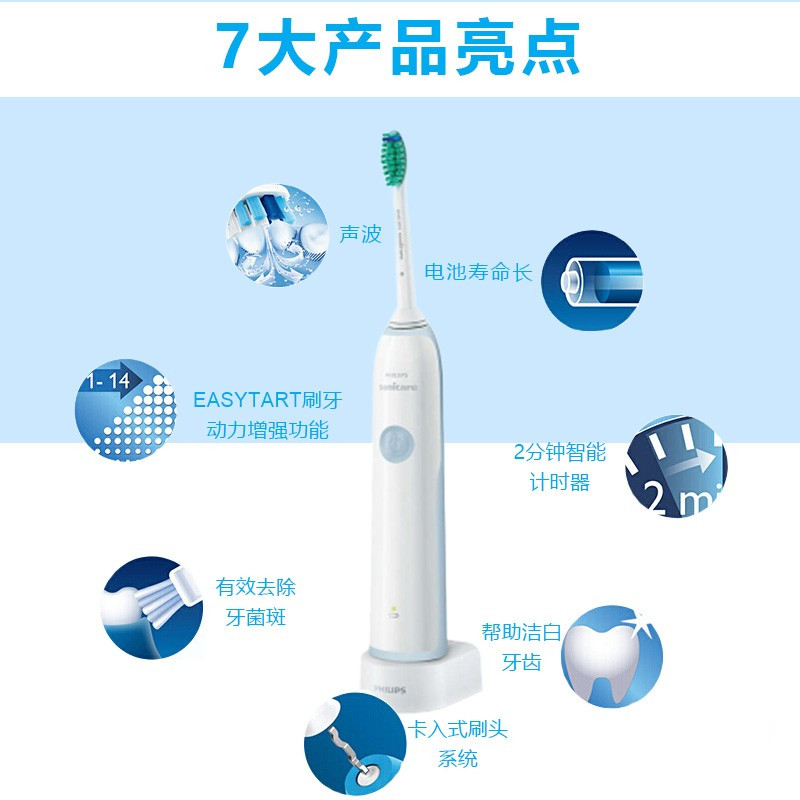飞利浦(Philips) HX3216/01电动牙刷充电式 智能计时成人声波震动牙刷 100个起订