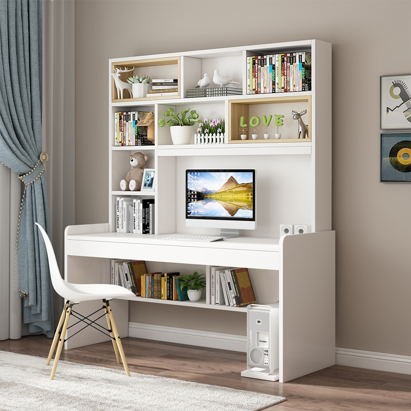 书柜书桌一体闪电客简约书架组合电脑台式桌省空间经济型家用学生