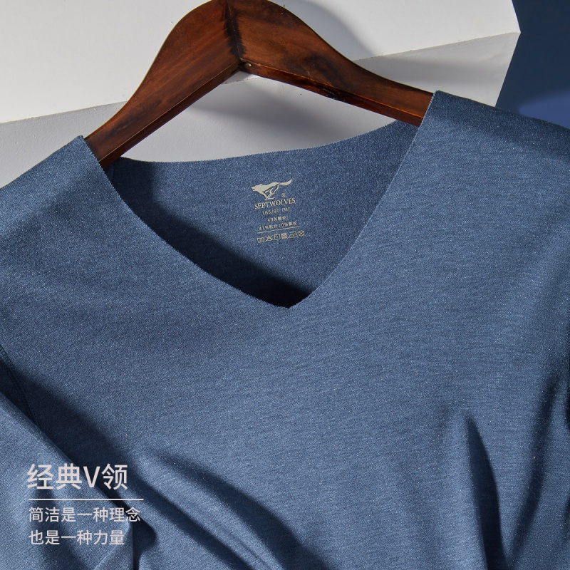 七匹狼 | 抗菌发热德绒1件装男式秋衣打底男士保暖内衣上衣加绒