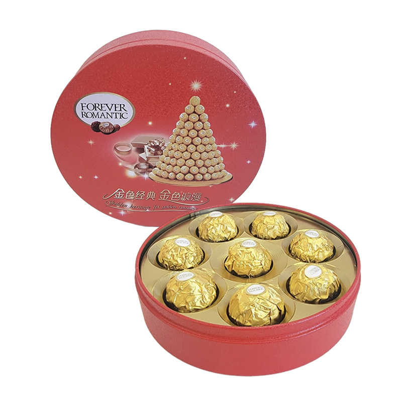 费列罗(FERRERO) 巧克力结婚喜糖散装巧克力榛果威化圆形铁盒装6粒礼盒装结婚送礼 红色8粒（委托装好发） 费列罗