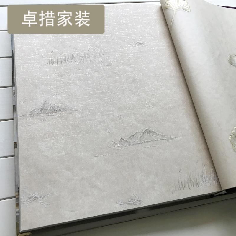 现代中式墙纸 简约新中式山水画风壁纸 实木中式电视背景墙 U965壹德壹