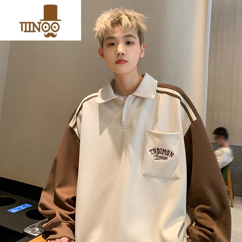 YANXU感卫衣男外套潮牌2023新款痞帅上衣早秋翻领大学生帅气高清大图