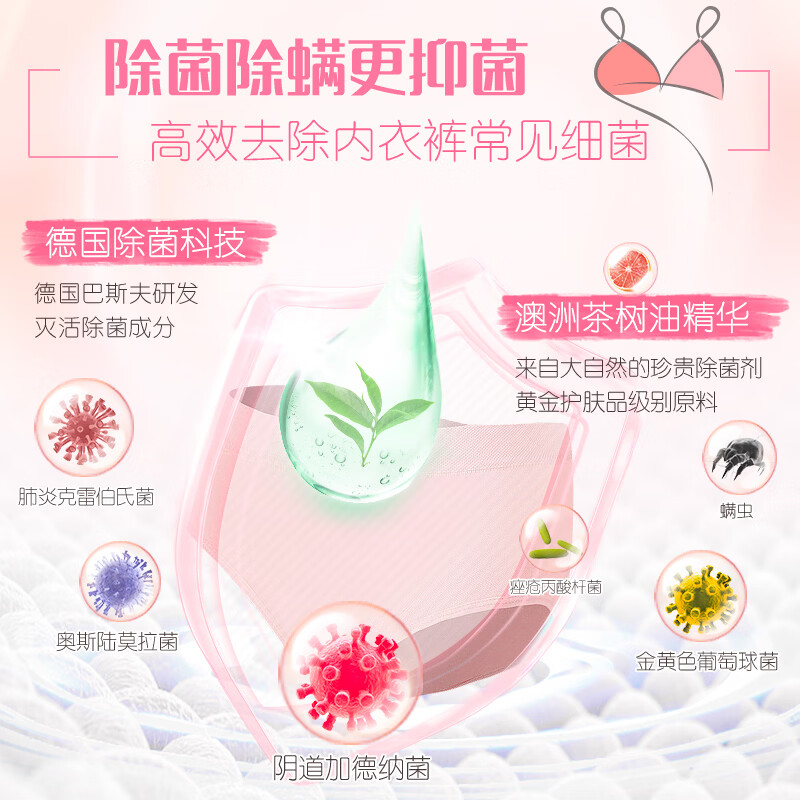 立白内衣洗衣液内裤清洗液女士专用 祛除血渍 除菌除螨抑菌洗衣液[樱花]内衣专护洗衣液250g*2高清大图