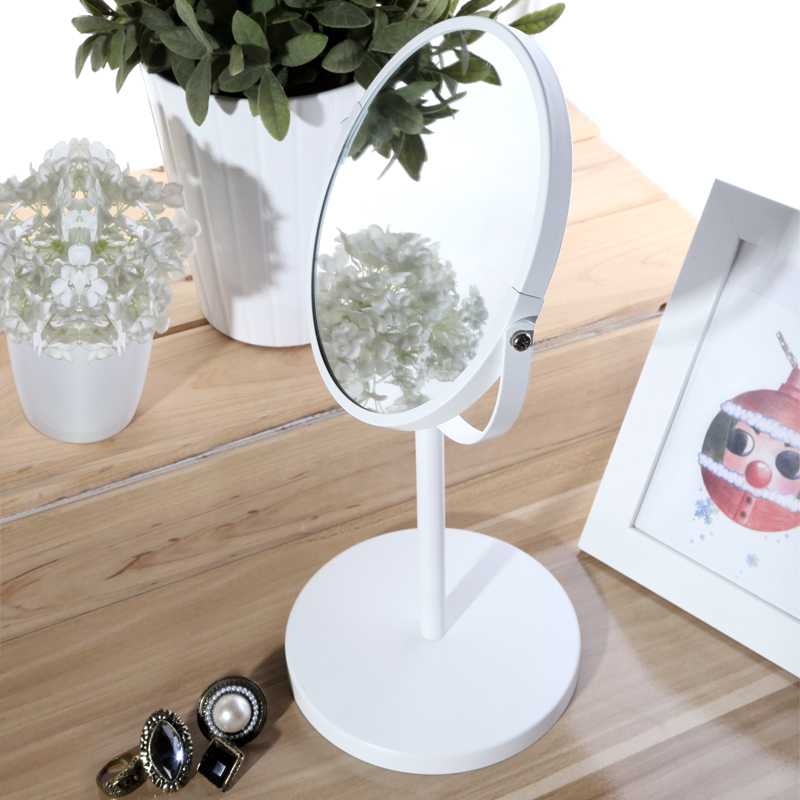 学生宿舍少女心镜子北欧双面复古闪电客桌面梳妆镜黑白色