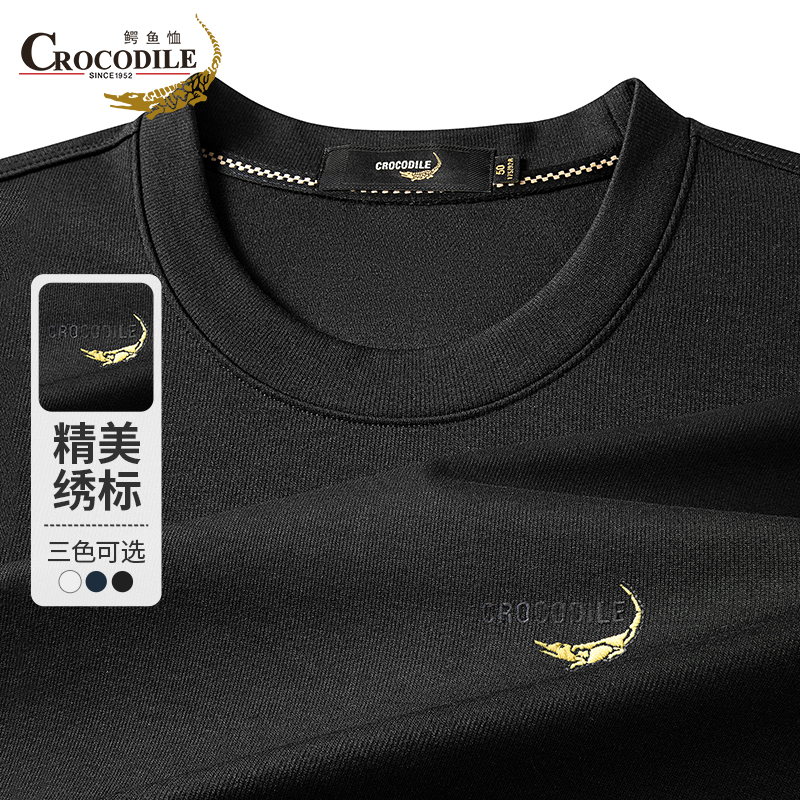 鳄鱼恤CROCODILE 中青年男士T恤精美绣标简约时尚长袖上衣