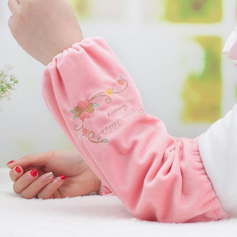 新款长款毛绒女袖套韩版秋冬季学生护袖男生家务防污套袖大中童ge长款