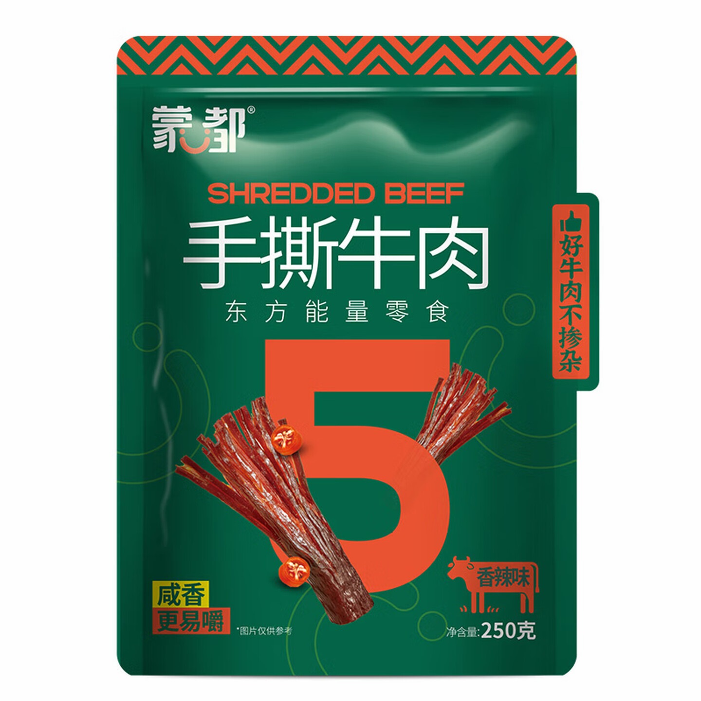 蒙都 手撕风干牛肉干 内蒙特产 休闲零食 肉干肉脯 真空独立包装 香辣250g[手撕偏软]高清大图
