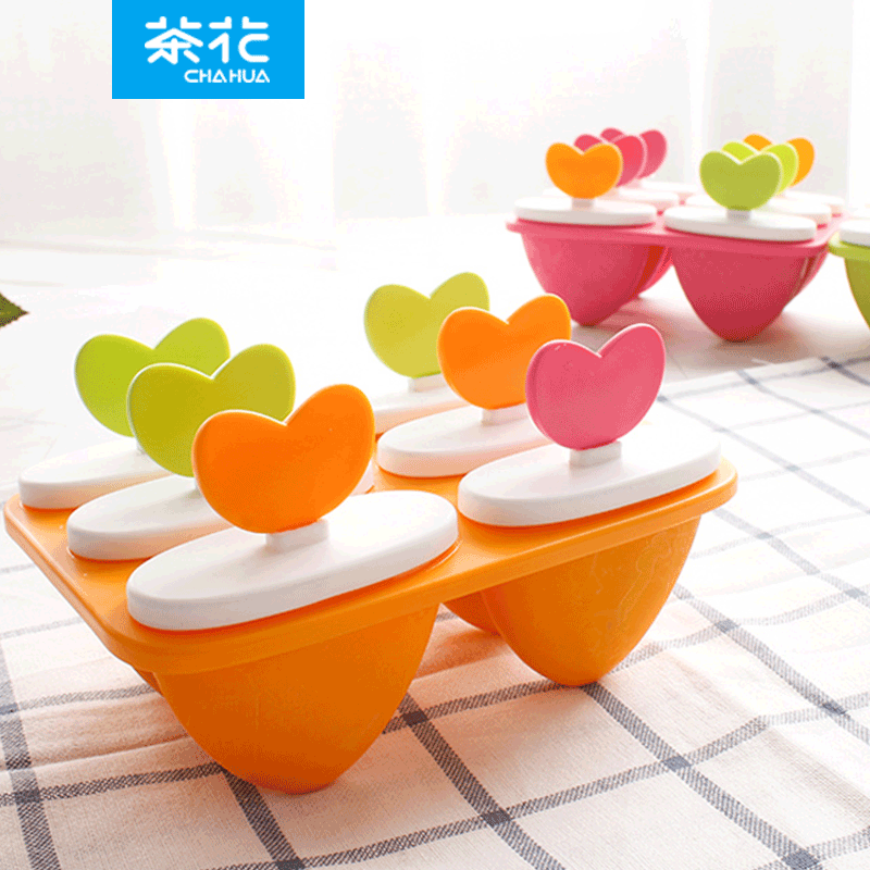 茶花冰淇淋模具冰棒模具儿童小型自制冰棒模型迷你做雪糕模具家用[爱心款6格马克粉+马克蓝]高清大图