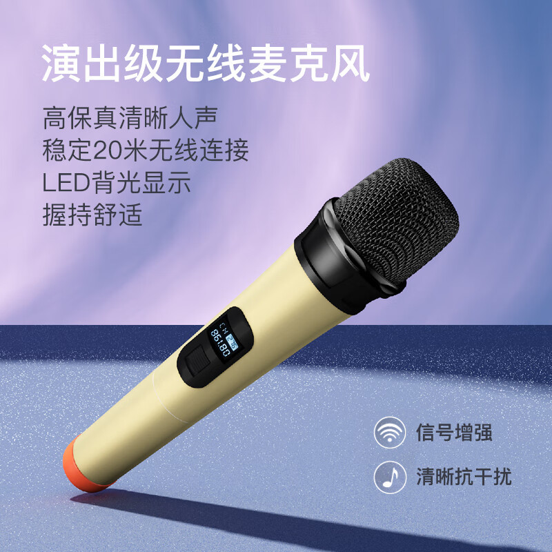 纽曼蓝牙音箱A2双喇叭 单咪版 LED氛围灯户外蓝牙音箱广场舞音响家用低音炮大功率6.5英寸双喇叭兼容多设备