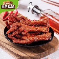 满300减210[三只松鼠_深夜凤爪香辣味200g]鸡肉类卤味真空小包装鸡爪