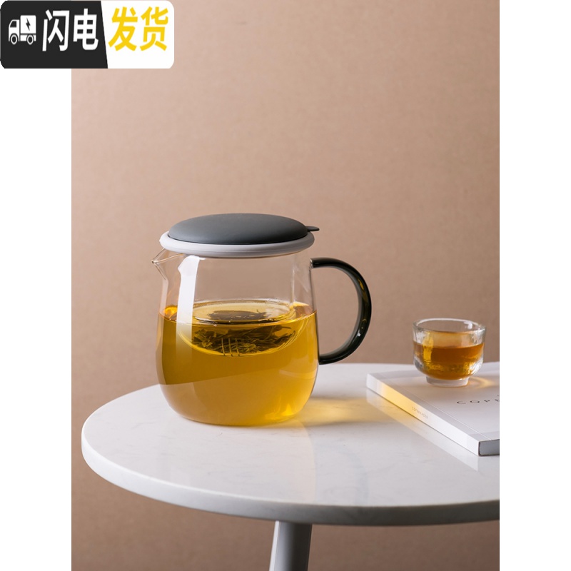 三维工匠物鸣泡茶壶玻璃过滤可高温加热单壶家用红茶煮茶壶玻璃茶具花茶壶 蓝色高清大图