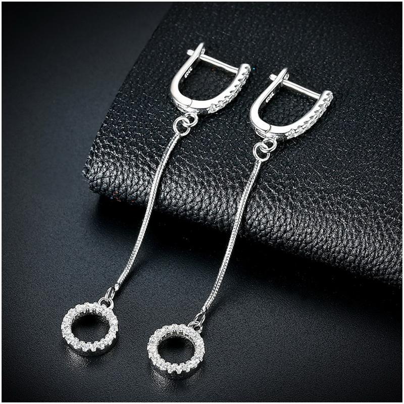 E076 Silver Earrings 925纯银耳环日韩耳钉女气质长款简约防过敏送女朋友七夕情人节礼物