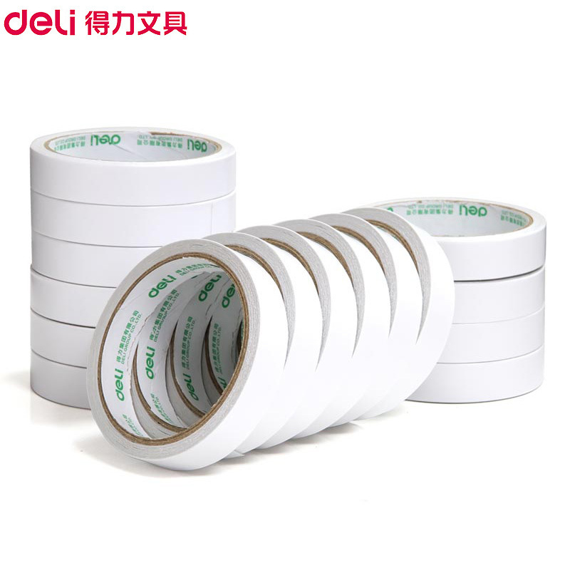 得力(deli) 30402 棉纸双面胶带18mm*10y*80um 白 16卷/袋