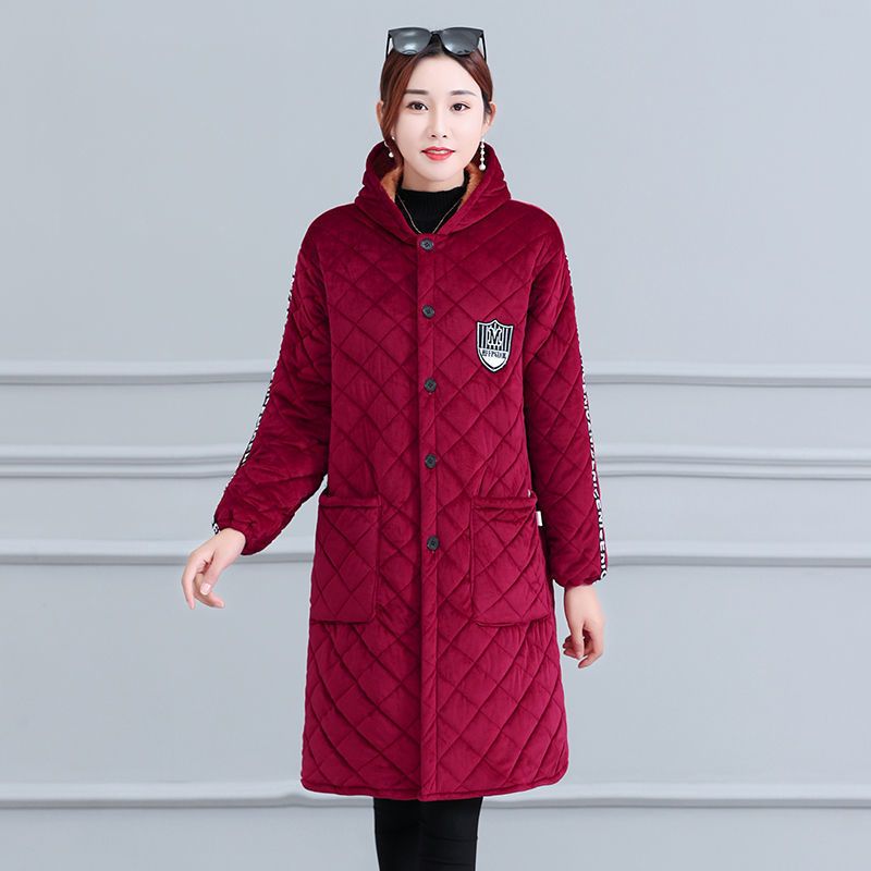 中老年女冬装棉衣妈妈装加绒保暖棉服加大码老年人中长款棉袄外套