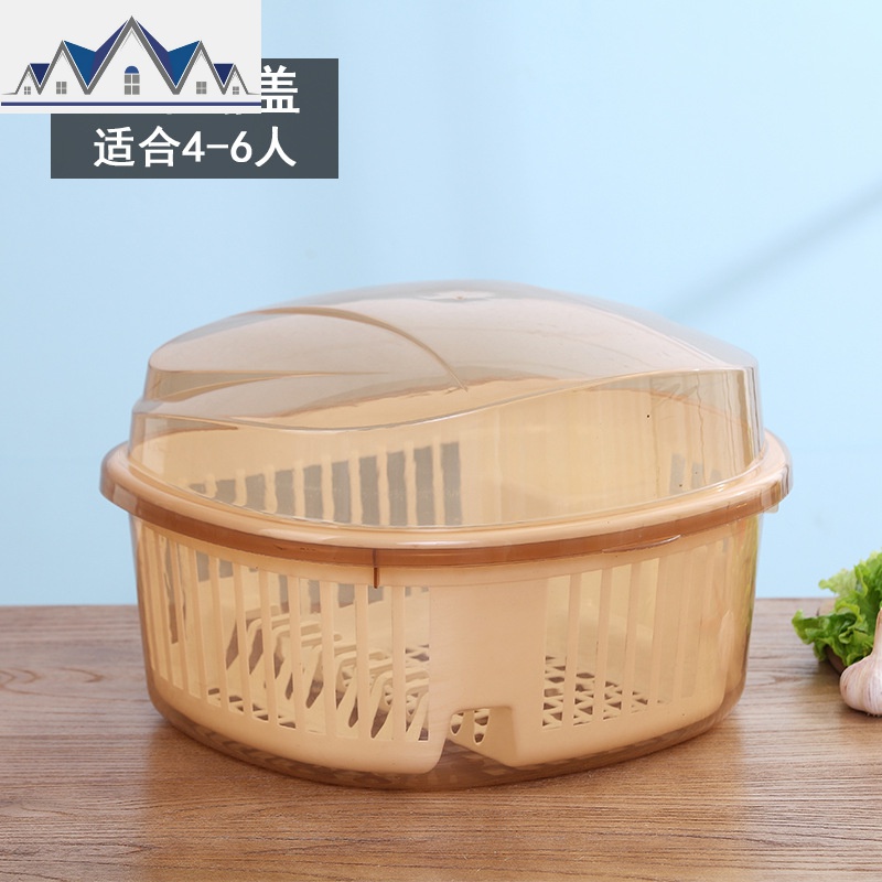 透明带盖碗柜碗架沥水架家用翻盖放碗箱碗筷收纳盒碗盒有盖大小号 三维工匠收纳层架高清大图